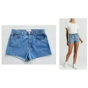CURRENT ELLIOTT CUTE CUTOFF ULTRA HIGH-WAIST FRINGE DENIM SHORTS NWT$206 US-8 29